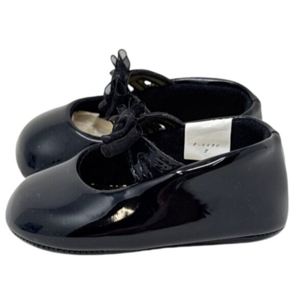 Baby Deer Crawling Stage Black satin with Bow on Top Size 2 - Picture 4 of 6